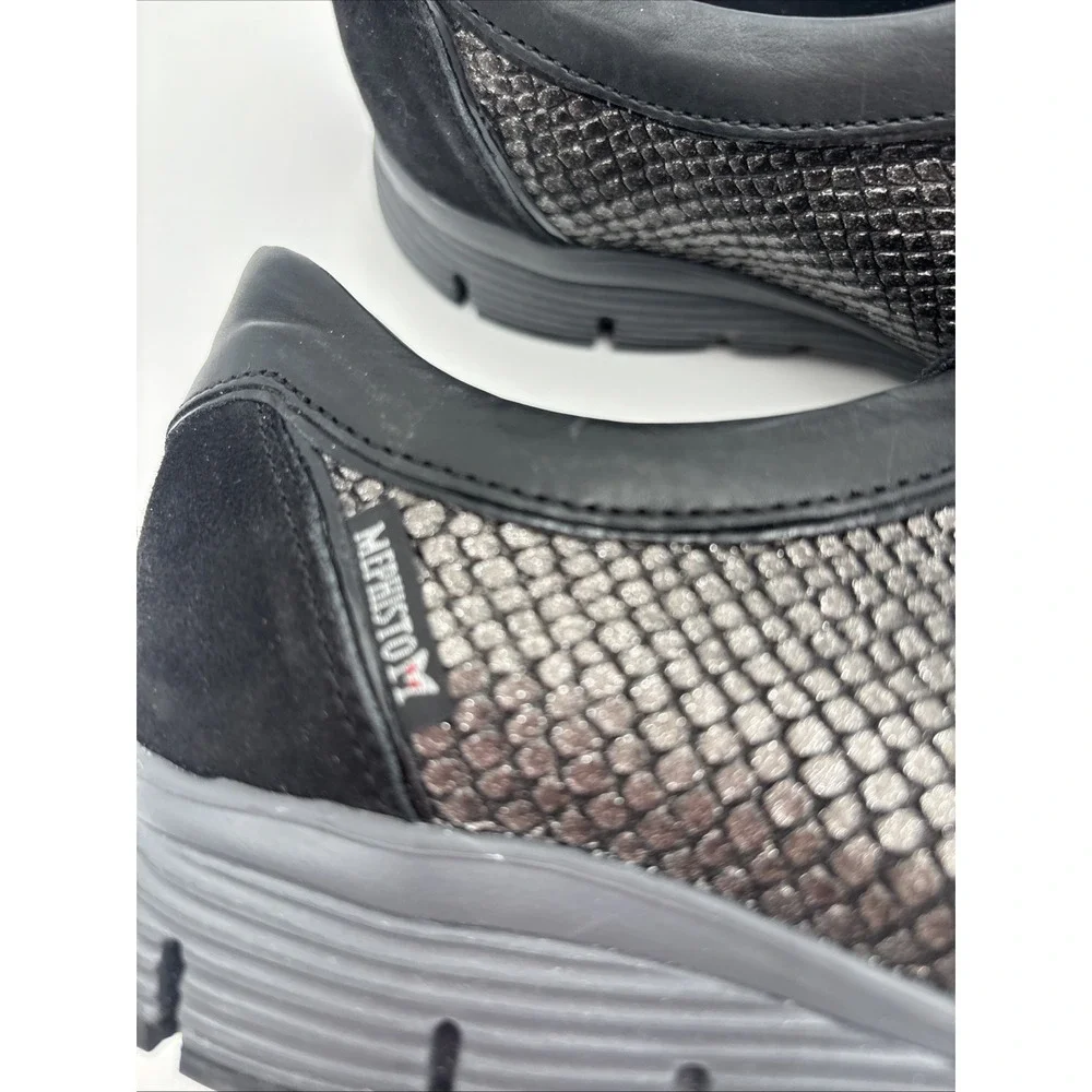Mephisto Yael Runoff Air Jet System Walking Shoe Sneaker Black Leather Suede 7.5